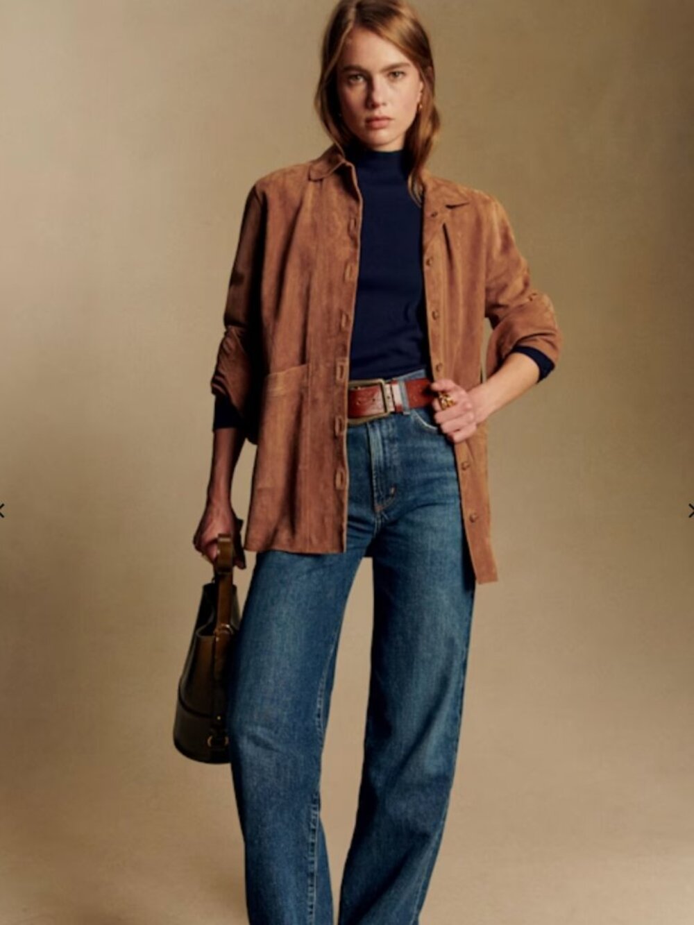 Sezane Camel Suede Will Jacket - Size Medium - Like New!